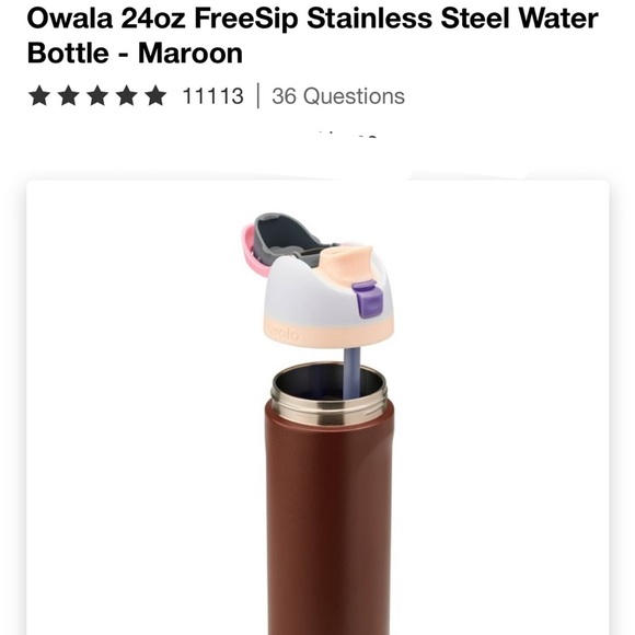 Owala 24oz FreeSip Stainless Steel Water
Bottle - Maroon - Picture 4 of 4